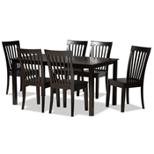 Baxton Studio Erion Modern and Contemporary Dark Brown Finished Wood 7-Piece Dining Set